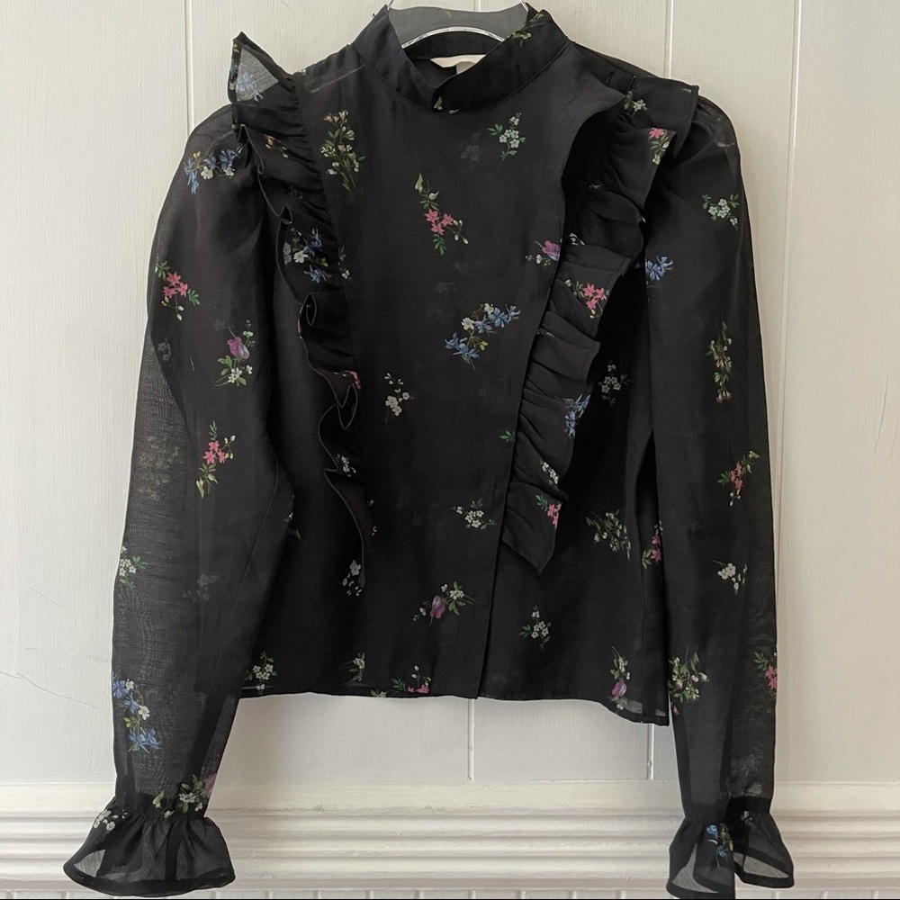 HM Sheer Floral Ruffled Top